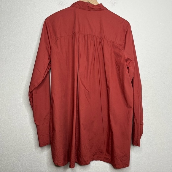 Free People Women Red Button Down Oversized Shirt Large - Picture 10 of 11